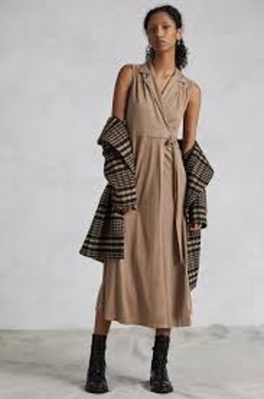 Porridge Anthropologie Womens M Mauve Solid Jersey Maxi Wrap Dress NWT